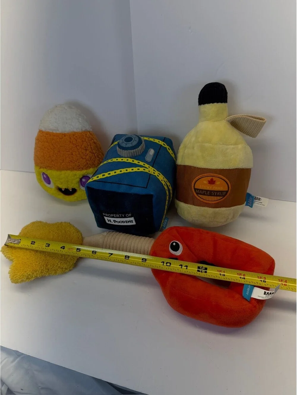 BarkBox Plush Dog‎ Toy Lot 4pc H. Poodini Safe Maple Syrup Candy Corn D-4